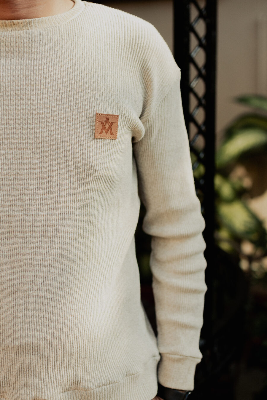 Cream Men's Knitted Sweat Shirt