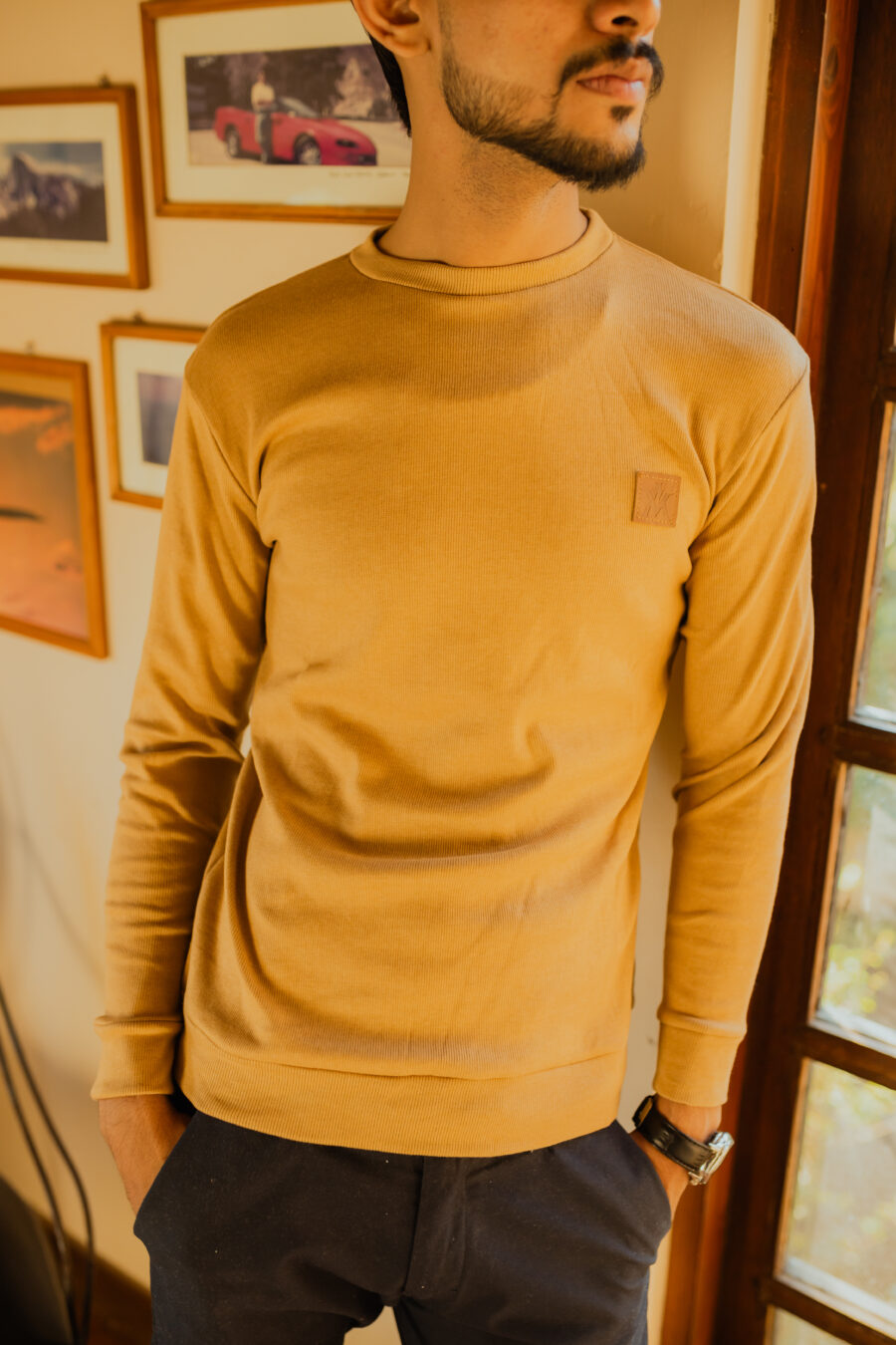 Brown Mens Knitted Sweat Shirt